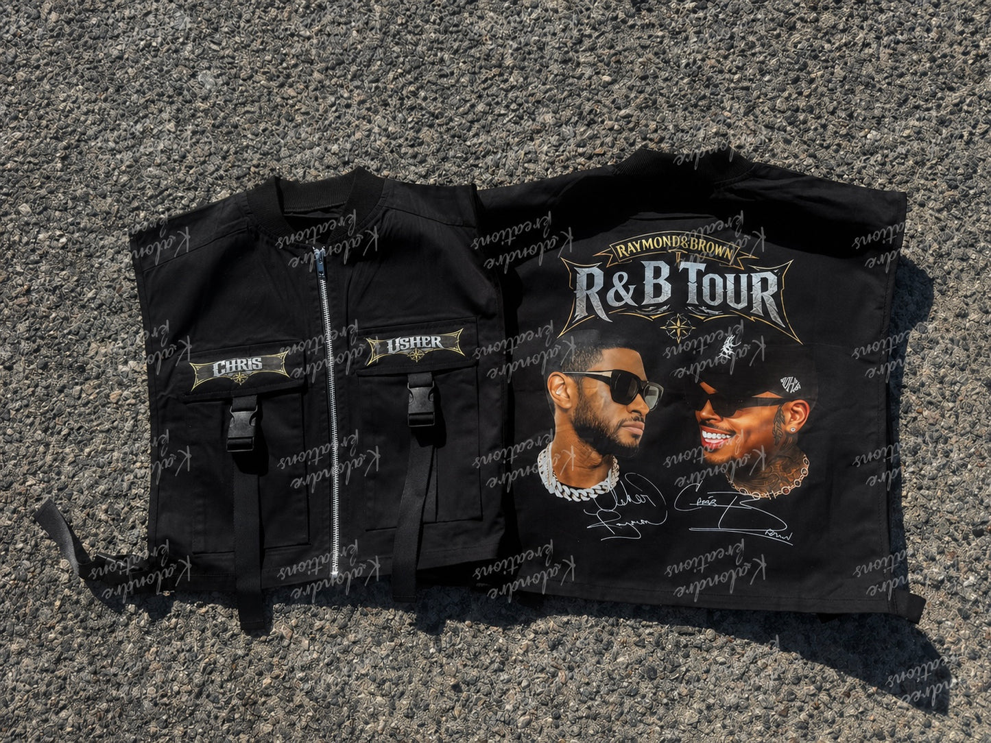 R&B biker vest front&back