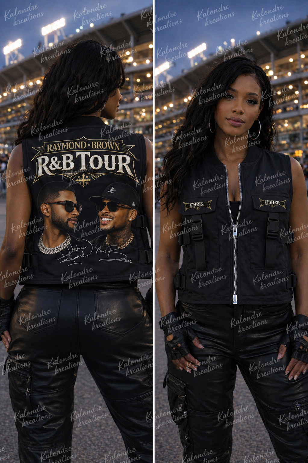 R&B biker vest front&back